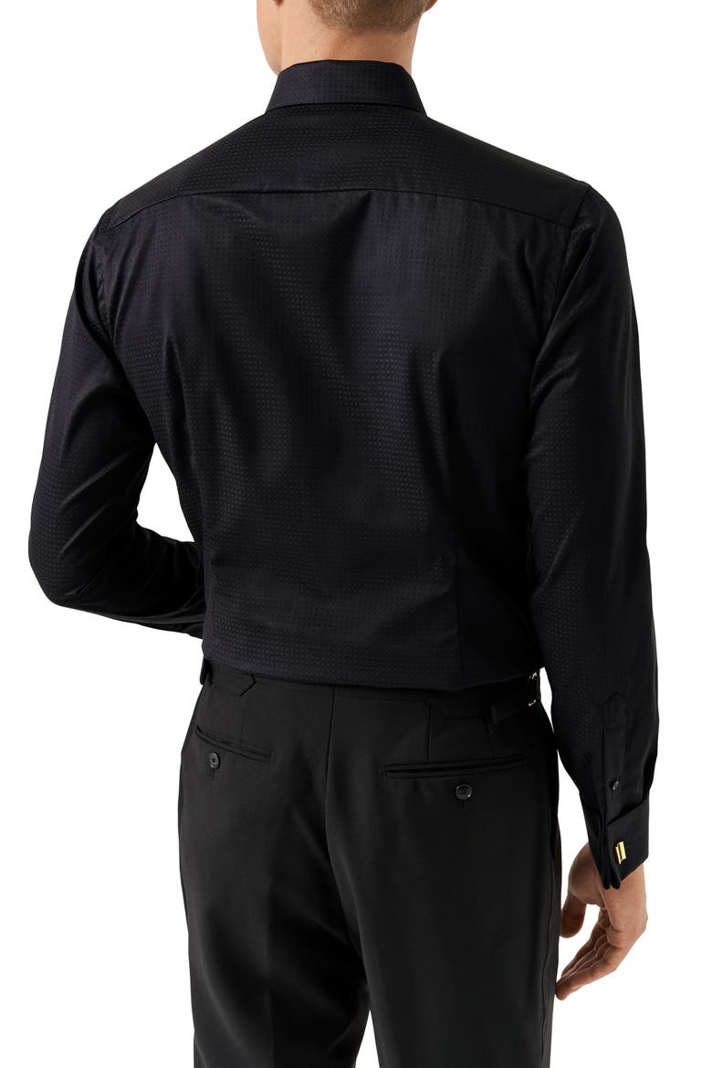 Contemporary Fit Geometric Brocade Supima Cotton Dress Shirt, Alternate, color, BLACK