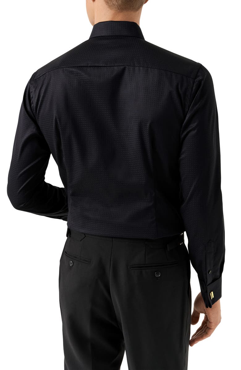 Eton Contemporary Fit Geometric Brocade Supima Cotton Dress Shirt, Alternate, color, Black