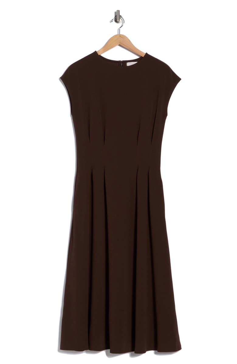 NORDSTROM RACK Pleated Waist Knit A-Line Dress, Alternate, color, Brown Coffee