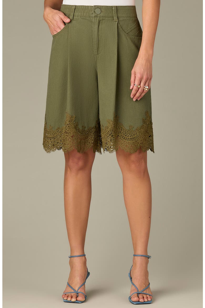 Skyrise Lace Trim Bermuda Shorts, Main, color, FOREST MOSS