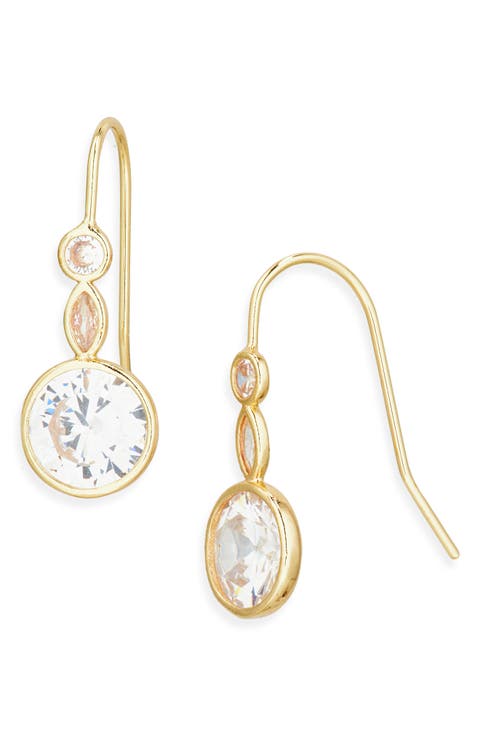 Mixed Shape Cubic Zirconia Drop Earrings