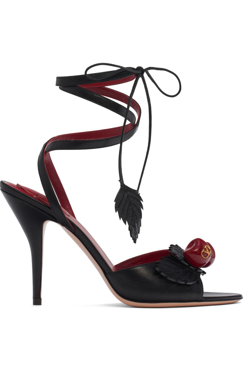 Valentino Garavani Cherryfic Ankle Strap Sandal, Alternate, color, Black
