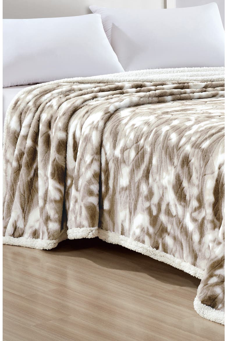 Alaska Faux Fur Throw Blanket, Alternate, color, TAUPE