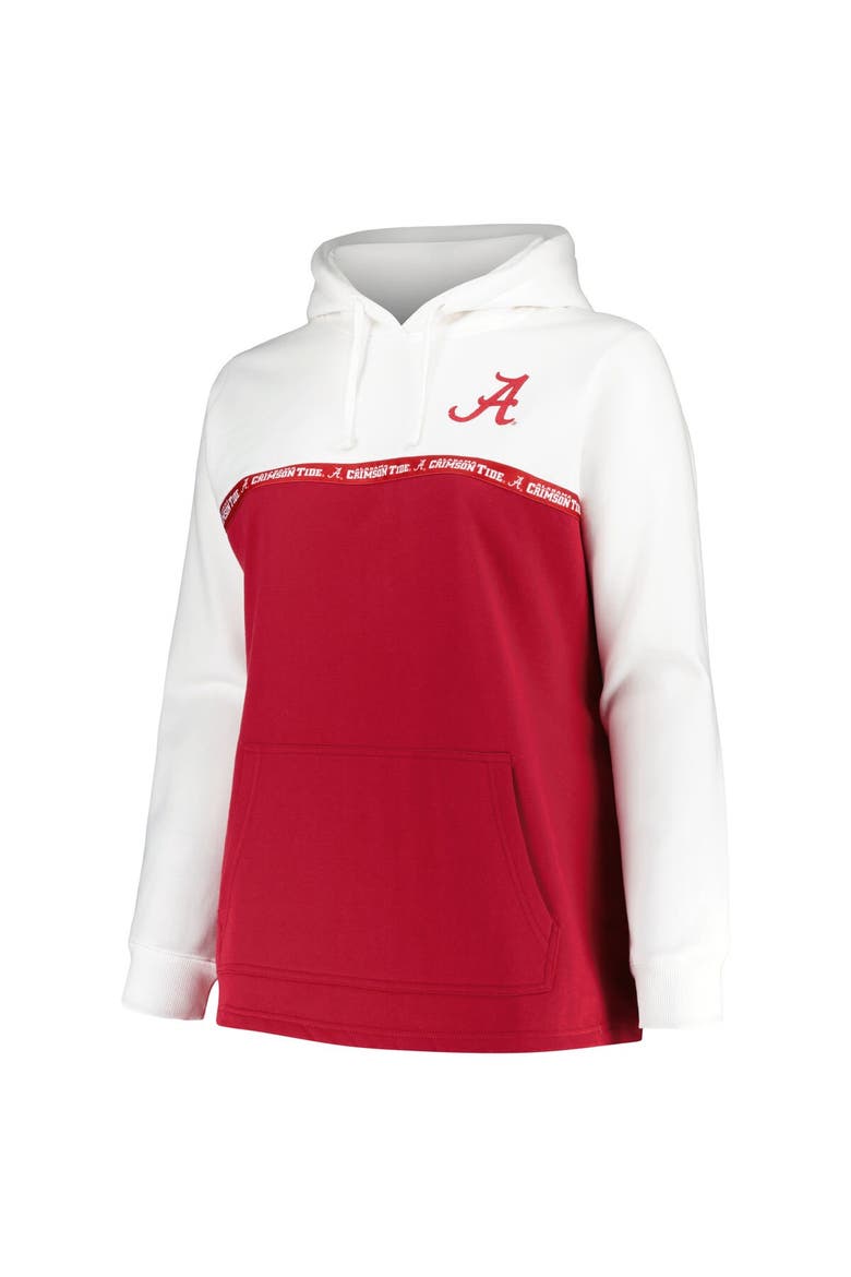 Women's Profile White/Crimson Alabama Crimson Tide Plus Size Taping Pullover Hoodie, Alternate, color, White