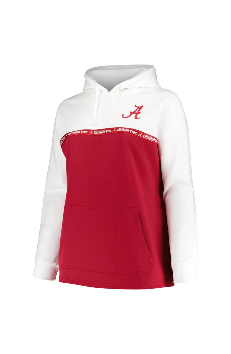 PROFILE Women's Profile White/Crimson Alabama Crimson Tide Plus Size Taping Pullover Hoodie, Alternate, color, White