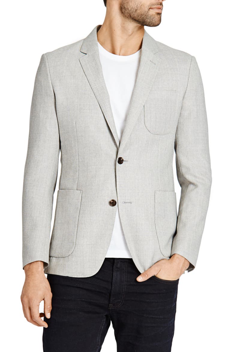 Trim Fit Wool Blazer, Alternate, color, GREY