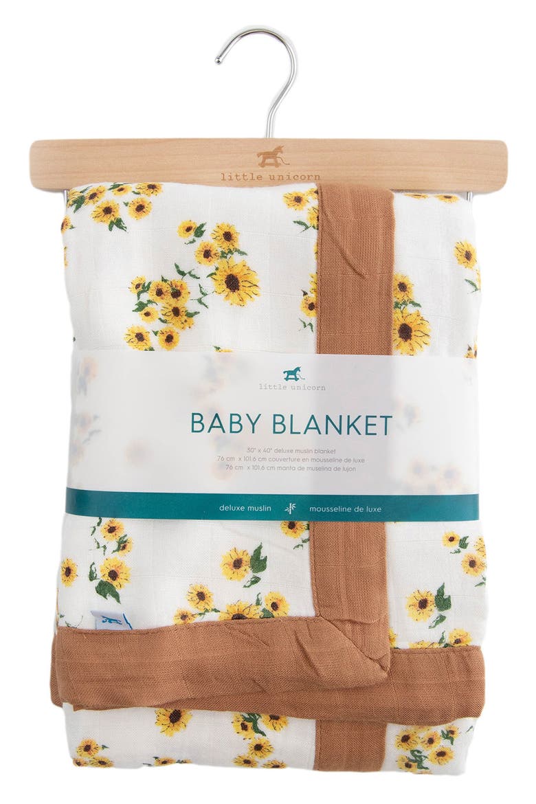 Deluxe Muslin Baby Receiving Quilt, Alternate, color, DITSY SUNFLOWER
