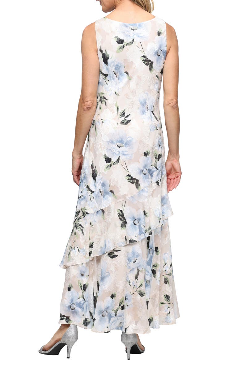 Alex Evenings Floral Print Chiffon Cocktail Dress, Alternate, color, Taupe Multi