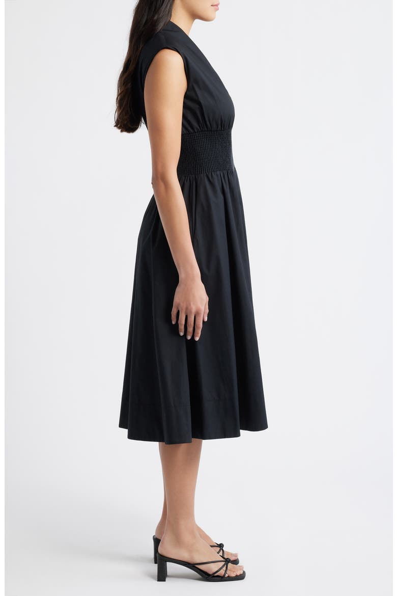 Sleeveless Cotton Midi Dress, Alternate, color, BLACK