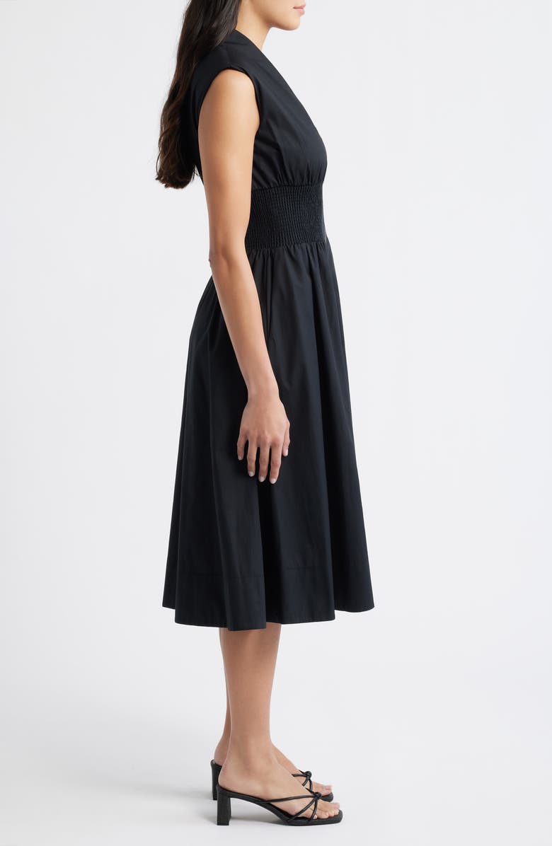 Vince Camuto Sleeveless Cotton Midi Dress, Alternate, color, Black