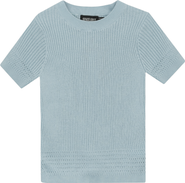 Space Grey Short Sleeve Rib Knit Sweater