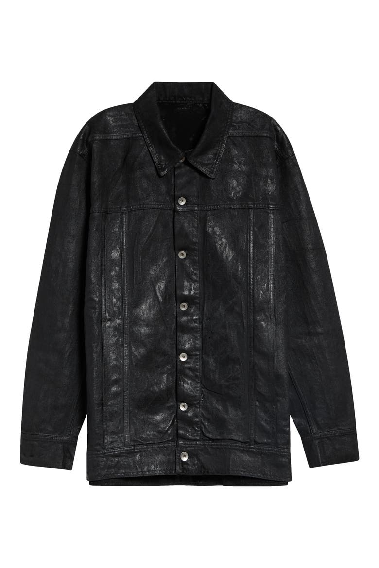 Jumbo Worker Coated Denim Jacket, Main, color, BLACK