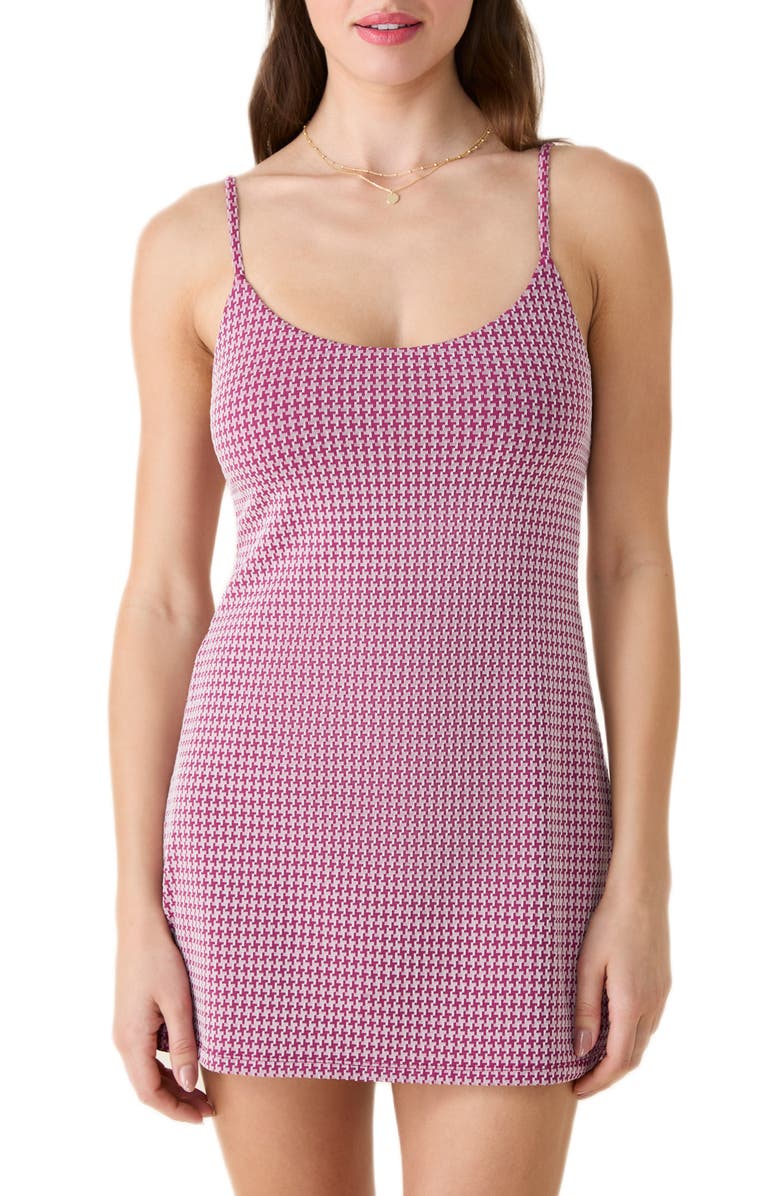 Andie The Amalfi One-Piece Swim Dress, Main, color, Merlot Houndstooth