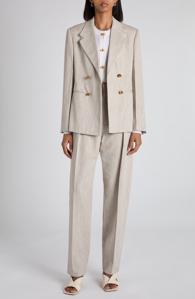 Bottega Veneta Knot Button Textured Blazer, Alternate, color, 2674 Grey Putty