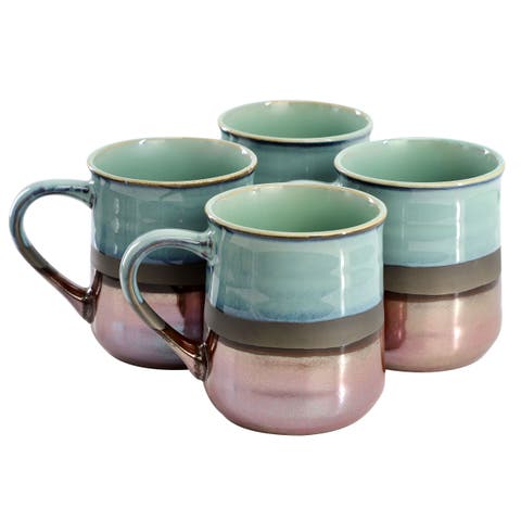 Copper Tonal 4 Piece 18 Ounce Stoneware Cup Set
