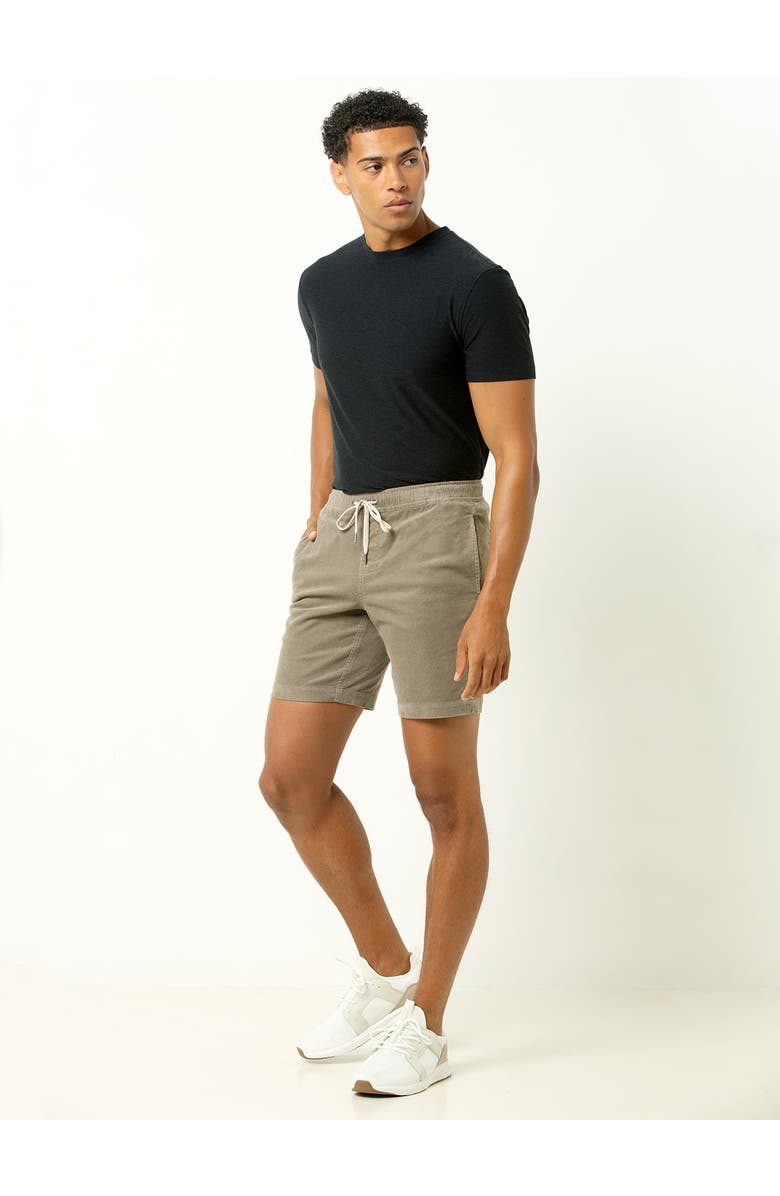 Single Stitch Drawstring Corduroy Shorts, Alternate, color, Tan