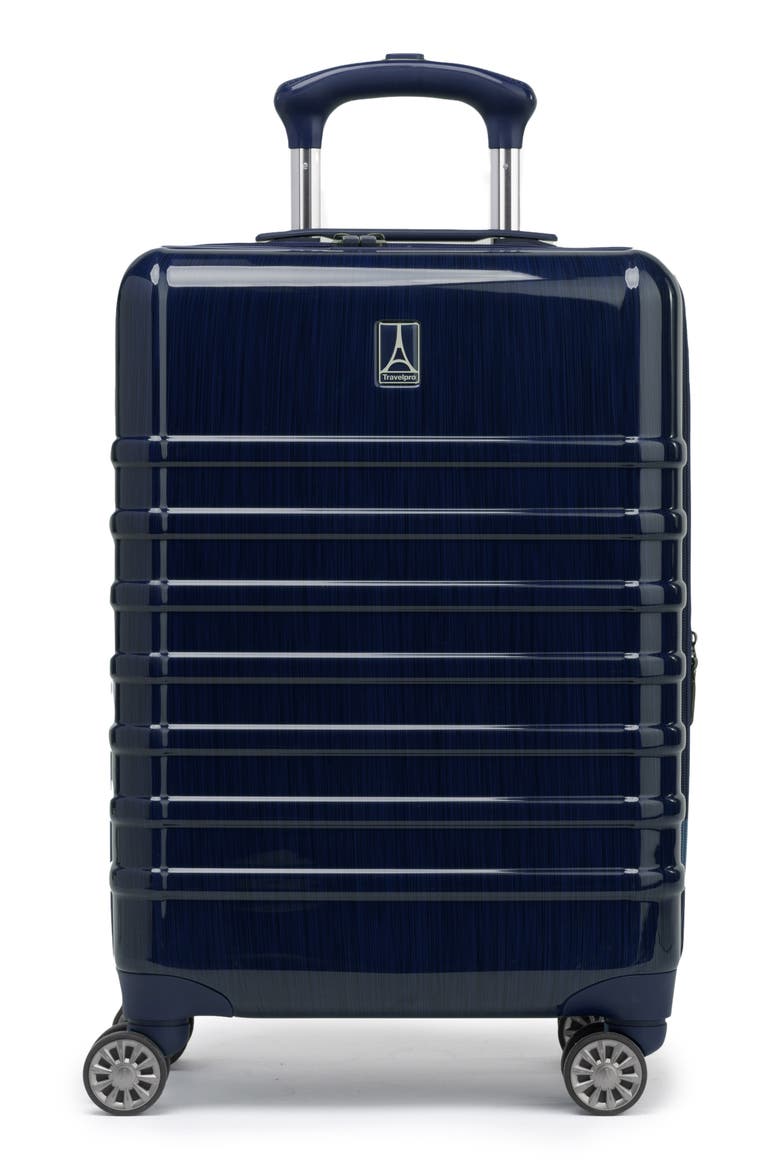 Rollmaster Lite 20 Inch Expandable Hardside Carry-On Suitcase, Main, color, DARK NAVY BLACK BRUSHED