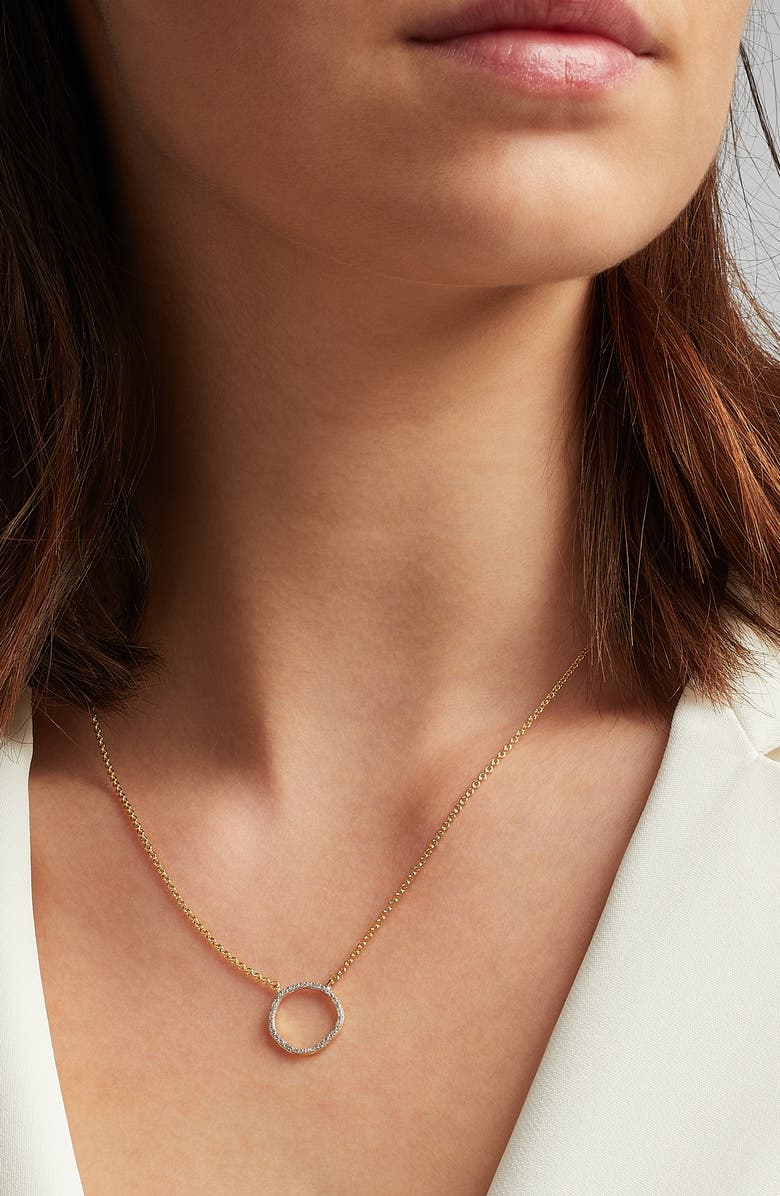 Monica Vinader Riva Circle Diamond Pendant Necklace, Alternate, color, Yellow Gold/ Diamond