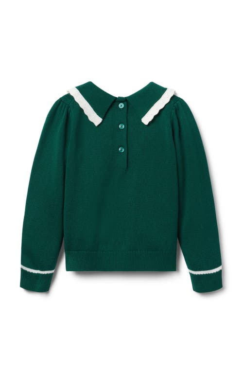 Janie And Jack Cable Knit Collared Sweater In Green