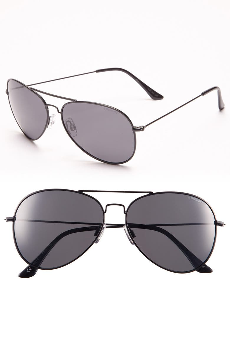 Polaroid Eyewear 58mm Polarized Aviator Sunglasses, Main, color,