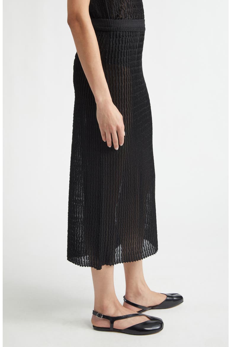 Textured Rib Mesh Midi Skirt, Alternate, color, BLACK