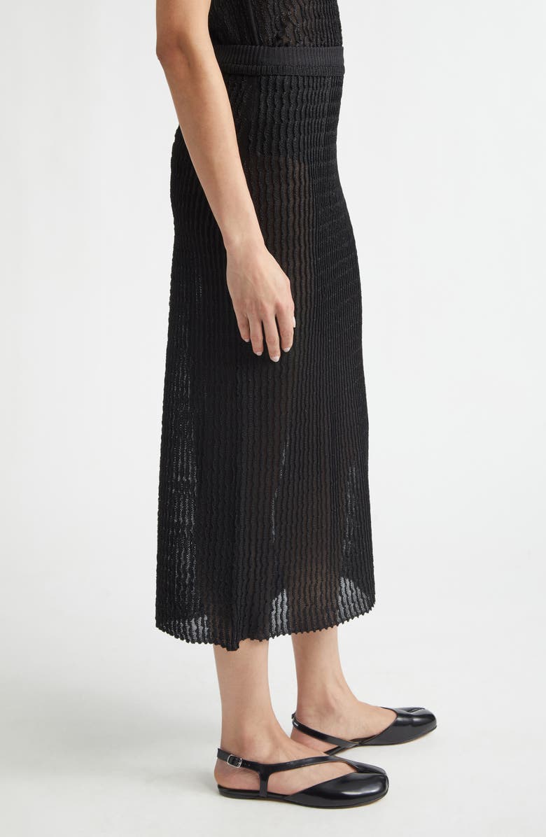 Maison Margiela Textured Rib Mesh Midi Skirt, Alternate, color, Black