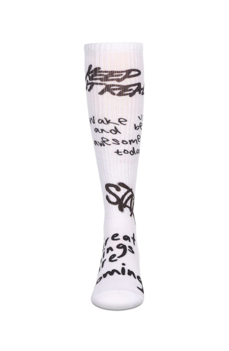 MeMoi Graffiti Knee High Socks, Alternate, color, White