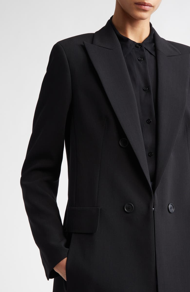 Akris Lucia Double Breasted Wool Blend Blazer, Alternate, color, 009 Black