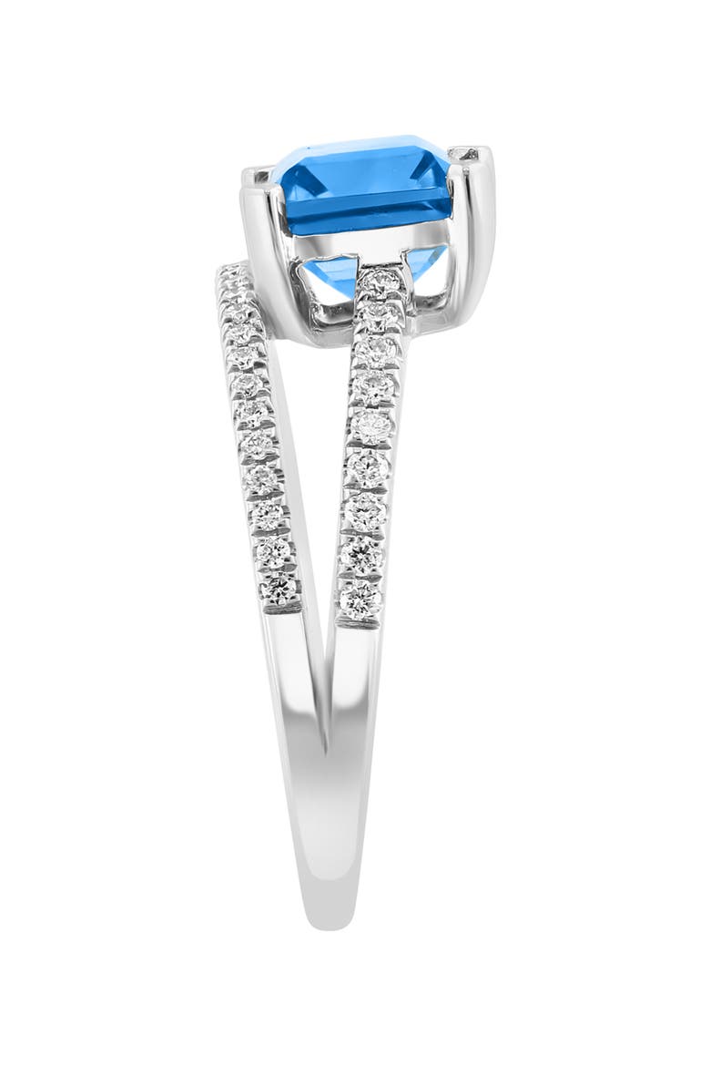 Diamond & Blue Topaz Crossover Ring, Alternate, color, BLUE
