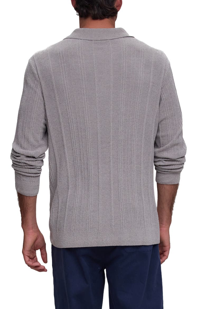 CozyChic Ultra Lite® Long Sleeve Rib Polo, Alternate, color, PEWTER