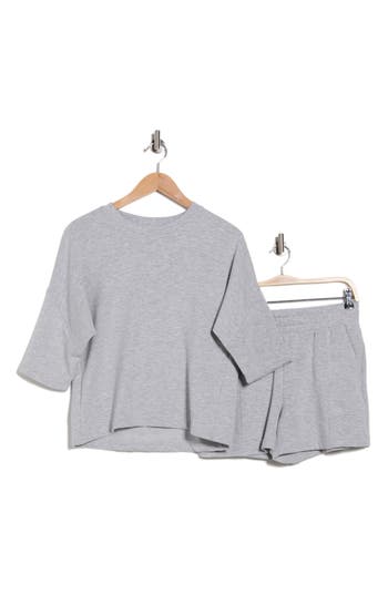 Rbx Fleece Sweatshirt & Shorts Set In Gray