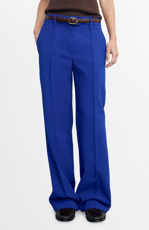 Mango Seamed Straight Leg Pants In Blue