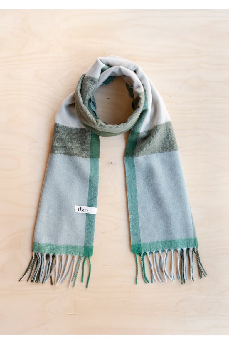 Lambswool Geomteric Pattern Oversized Scarf, Alternate, color, Green Block Check