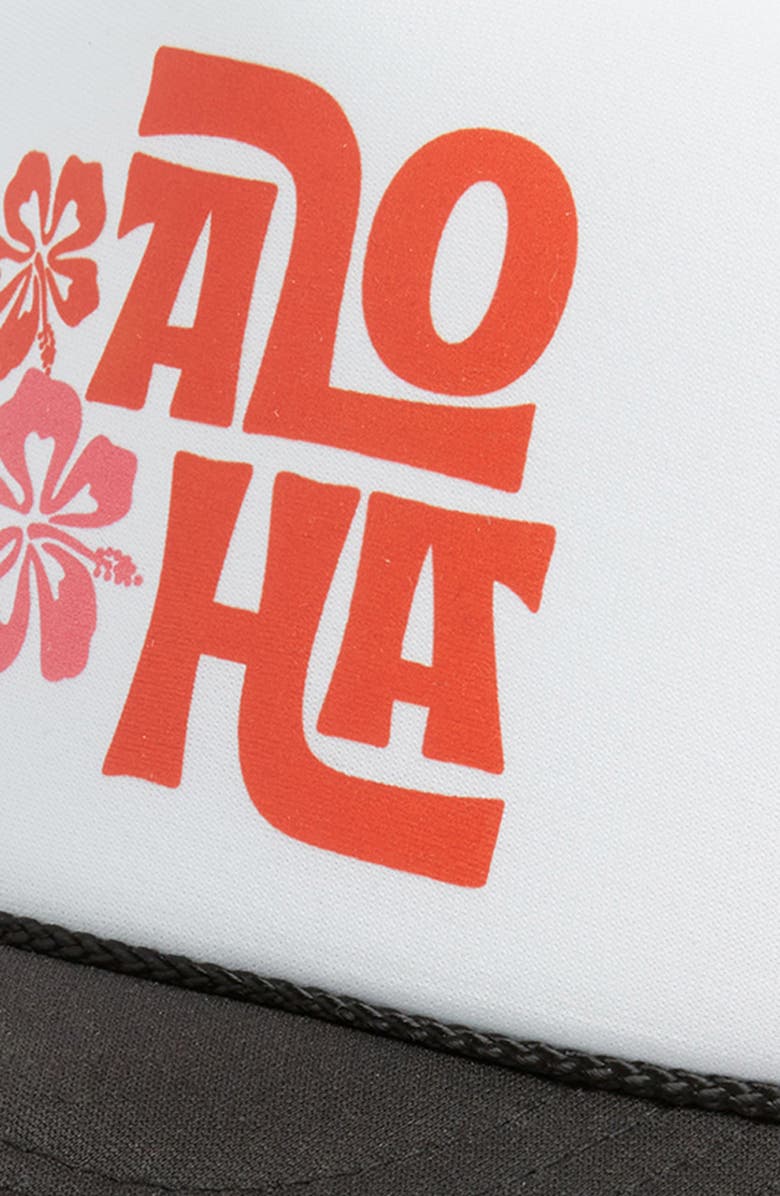 Friday Feelin’ Aloha Trucker Hat, Alternate, color, Black Split