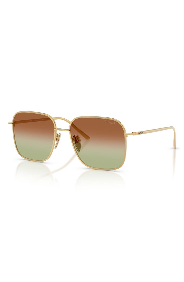 Prada 54mm Square Sunglasses, Alternate, color, Gold / Green/ Brown