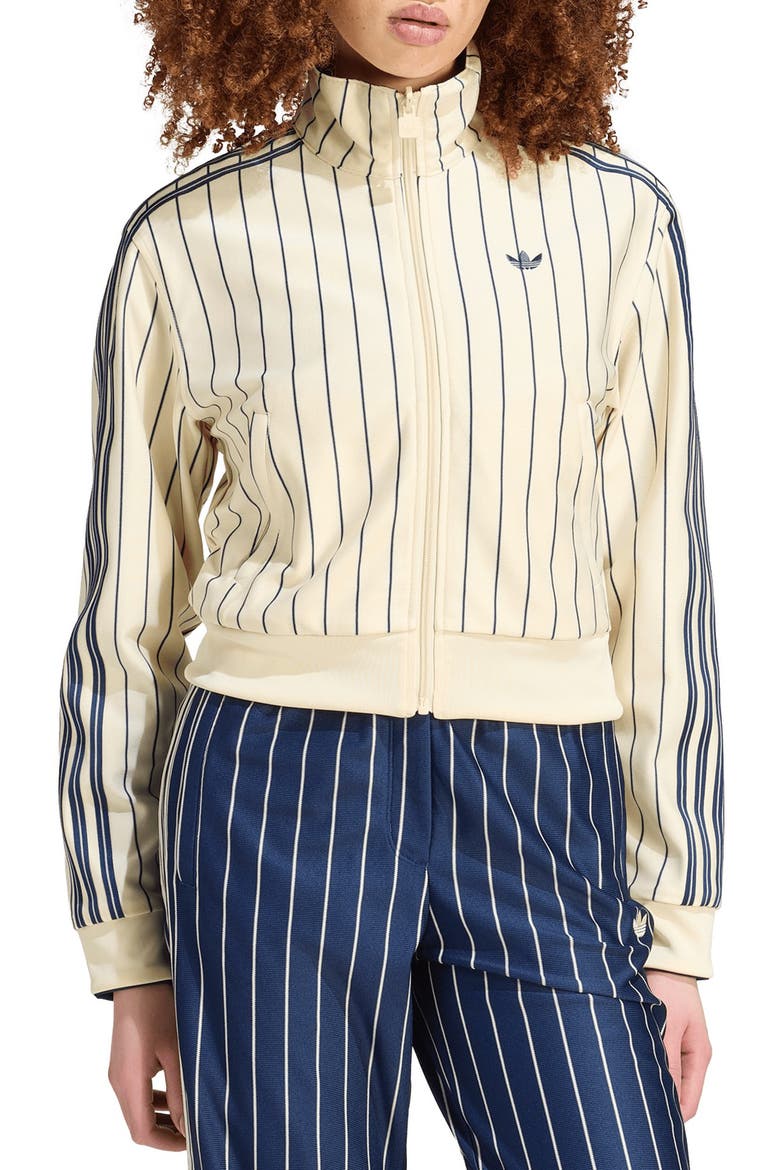 Pinstriped Track Jacket, Main, color, WARM VANILLA/ NIGHT INDIGO