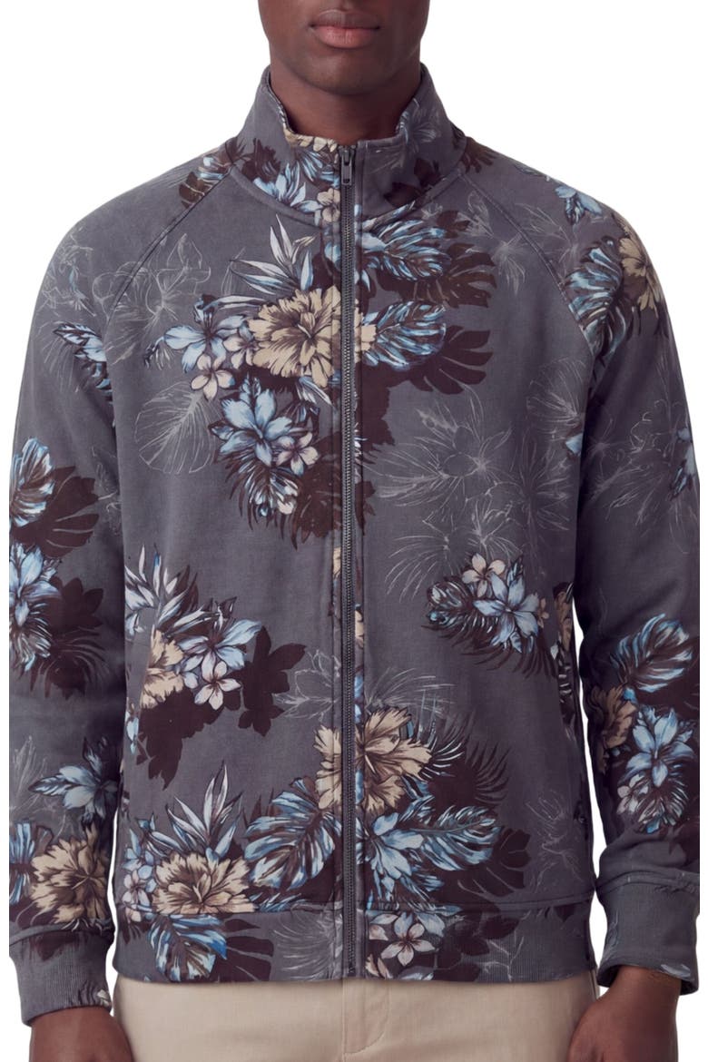Exotic Floral Mens Printed Zip Jacket, Alternate, color, EXOTIC FLORAL BLACK
