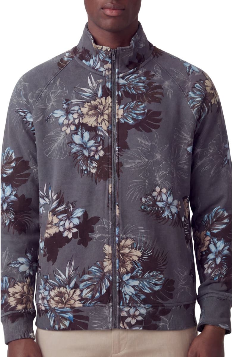 Lords of Harlech Exotic Floral Mens Printed Zip Jacket, Alternate, color, Exotic Floral Black