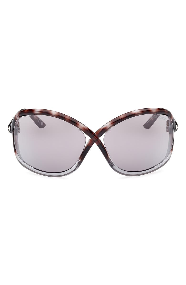 TOM FORD Bettina 68mm Oversize Butterfly Sunglasses, Main, color, Coloured Havana / Smoke
