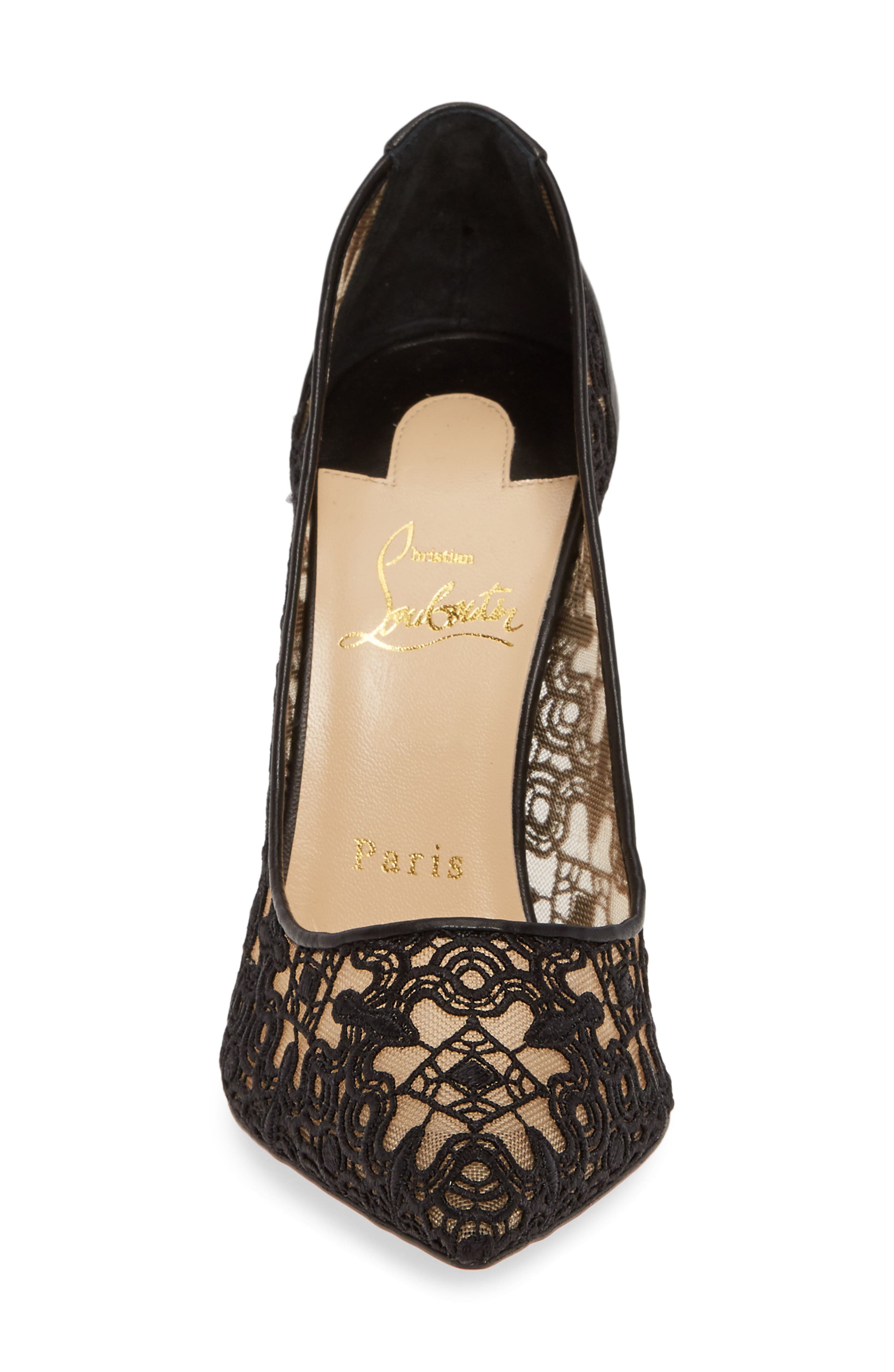 Christian Louboutin Follies Lace Pointed Toe Pump, Alternate, color, 