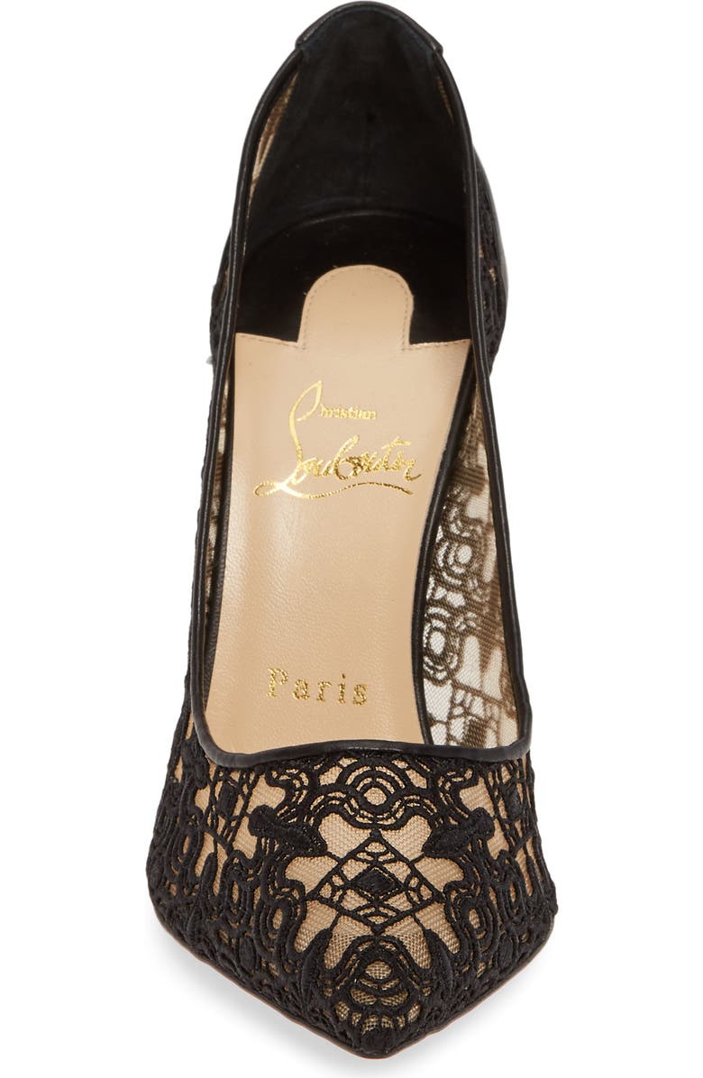 Christian Louboutin Follies Lace Pointed Toe Pump, Alternate, color,