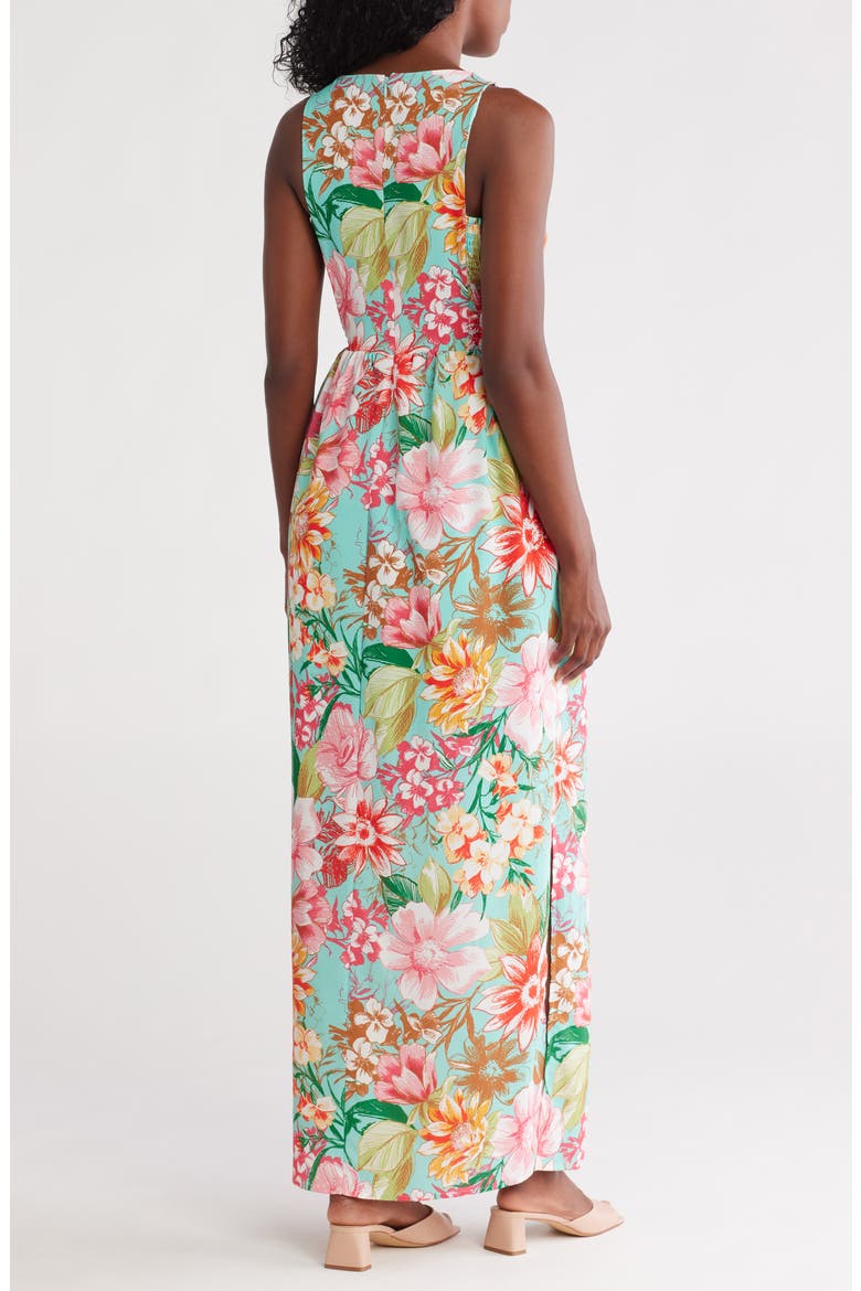 vince camuto halter floral chiffon dress Neck Sleeveless Maxi (Women) flutter sleeve satin dress