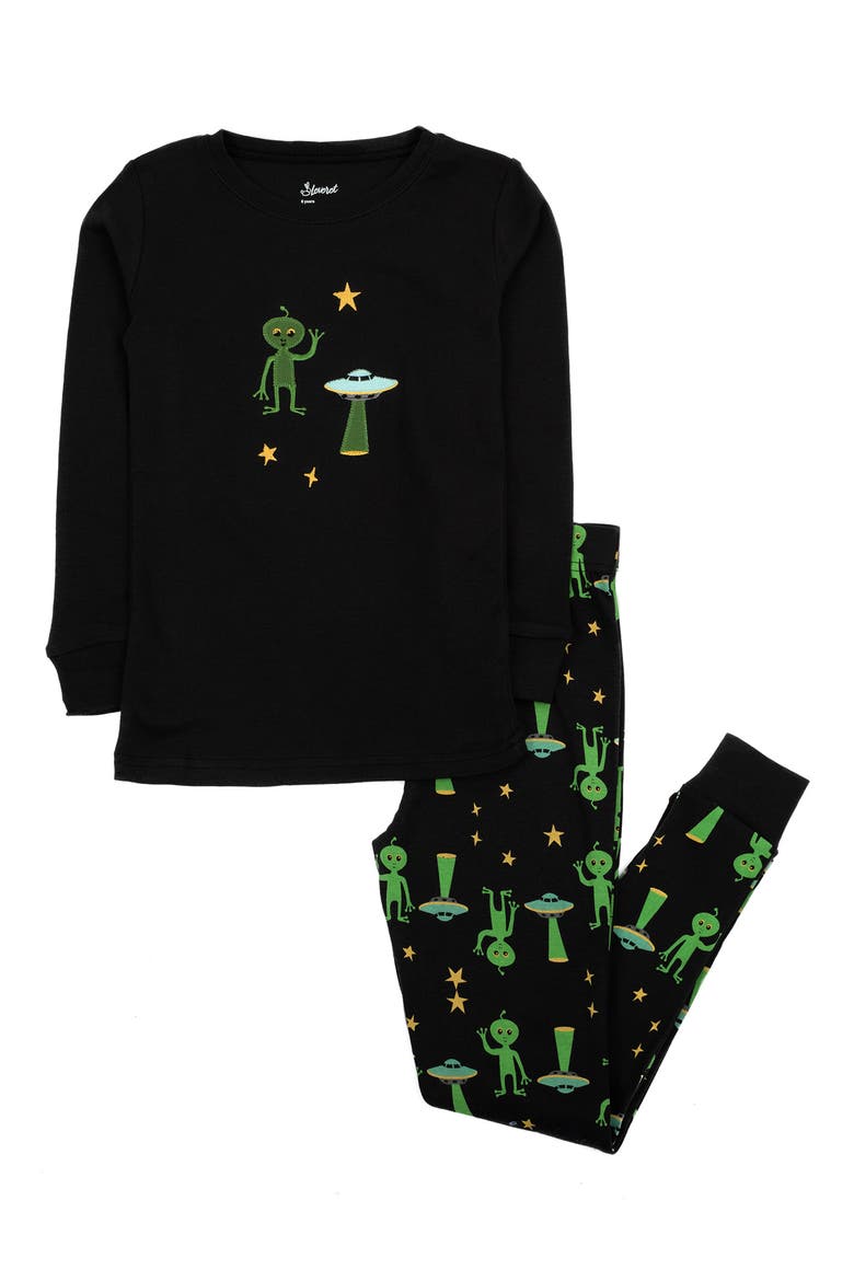 Kids Two-Piece Cotton Halloween Matching Family Pajamas, Fun Prints, Main, color, BLACK