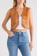 Forgotten Grace Studded Embroidered Faux Suede Vest