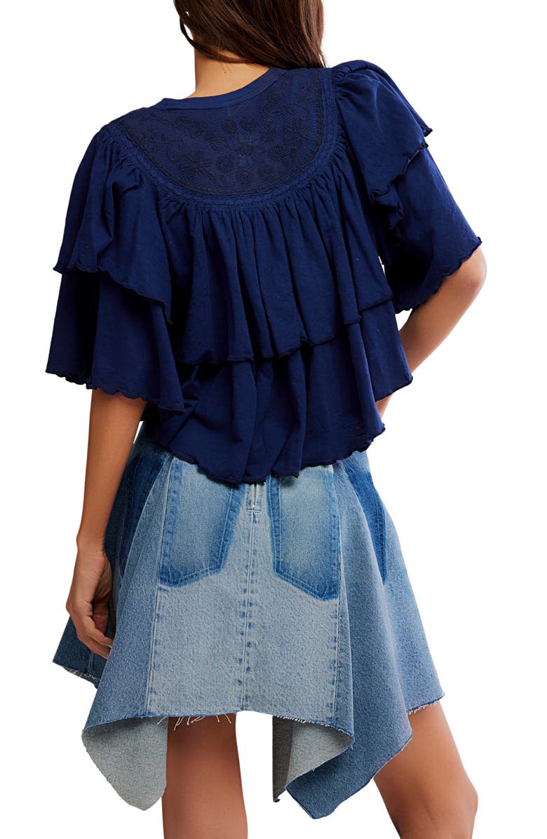 Free People Rose Party T-Shirt, Alternate, color, Peacoat