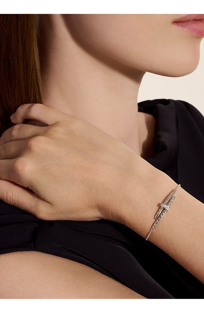 John Hardy Pavé Diamond Spear Station Bracelet, Alternate, color, Silver