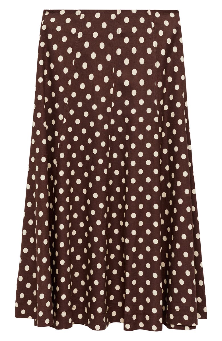 MANGO Polka Dot Flare Linen Blend Skirt, Alternate, color,