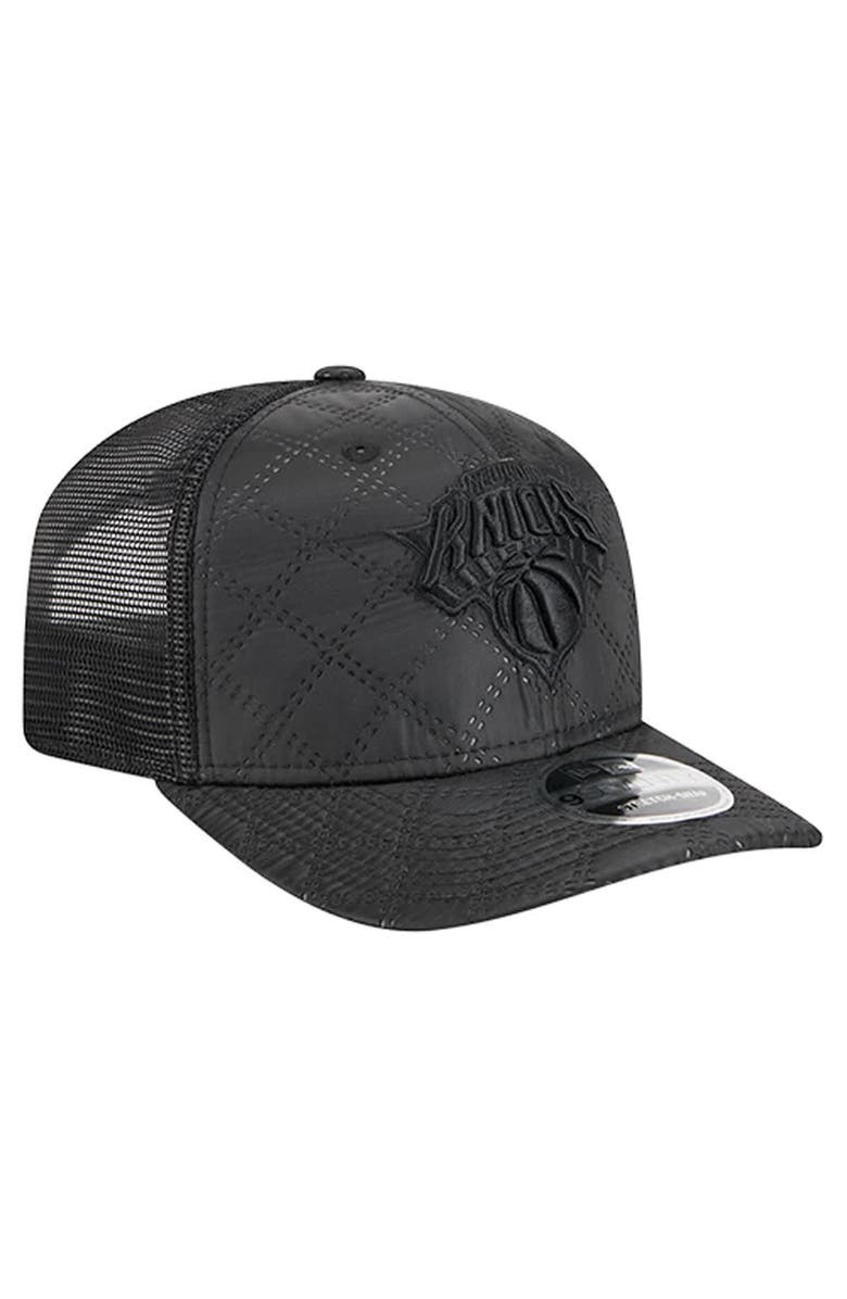 New Era Men's New Era  Black New York Knicks Quilted 9SEVENTY Trucker Adjustable Hat, Alternate, color, 