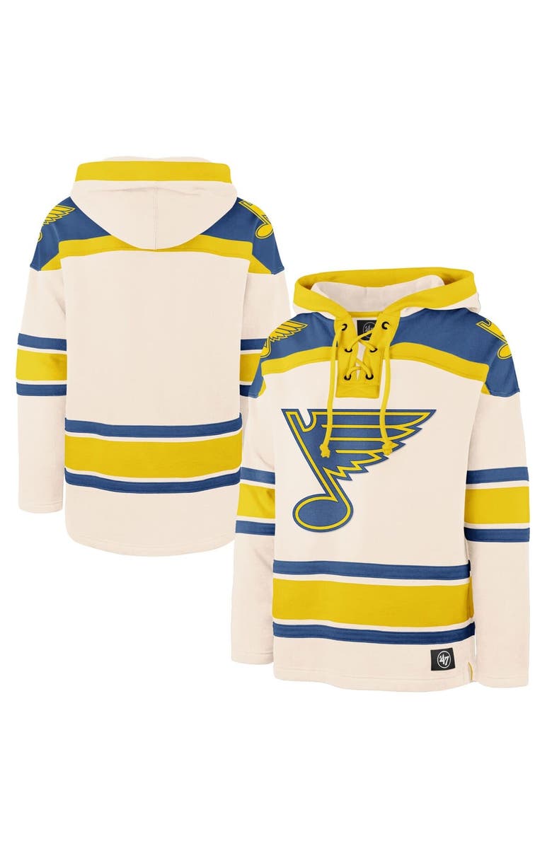 '47 Men's '47  Cream St. Louis Blues 2025 NHL Winter Classic Superior Lacer Pullover Hoodie, Main, color, 