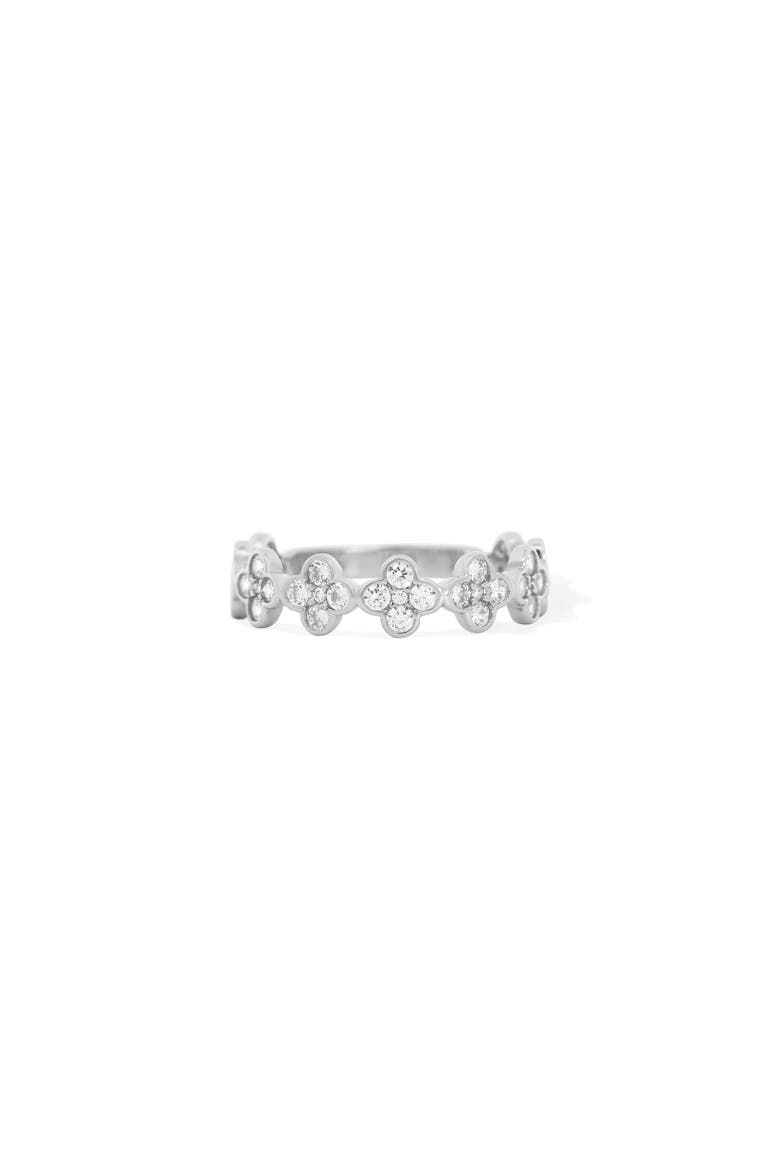 CZ Clover Station Band, Main, color, Sterling Silver